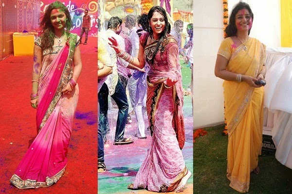 celebrate holi with colourful saree