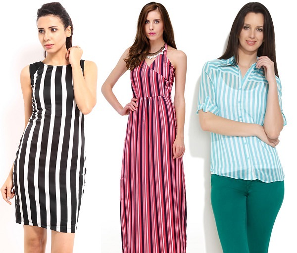 Clothing with vertical stripes