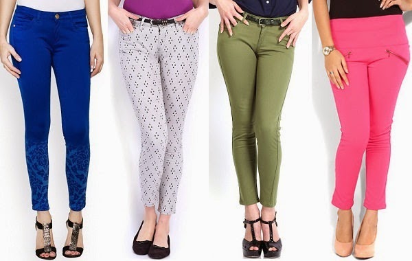 skinny cropped pants in bright colors and pattern