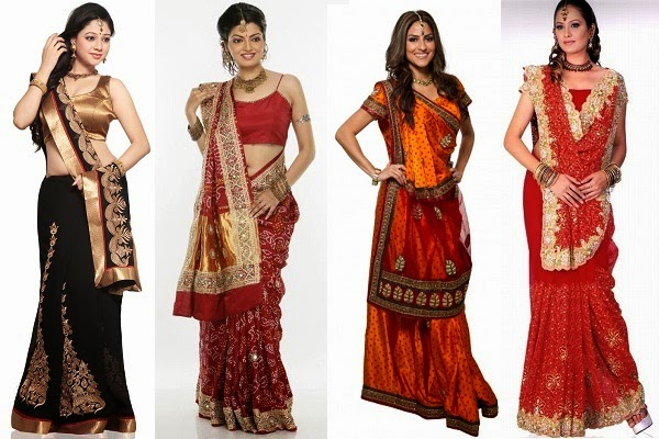 Gujarati-style saree drape for pear shape women