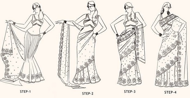 how to wear Lehenga Saree