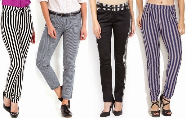 slim fit striped pants for women