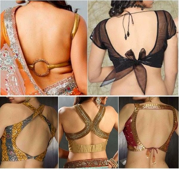 Bare back in seductive saree blouse in night parties