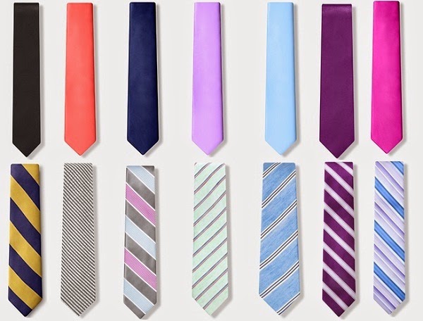 solid color and striped skinny tie