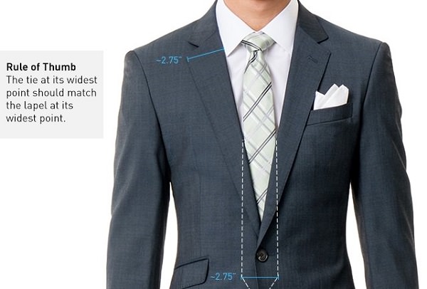 Thumb rule of tie width in suit