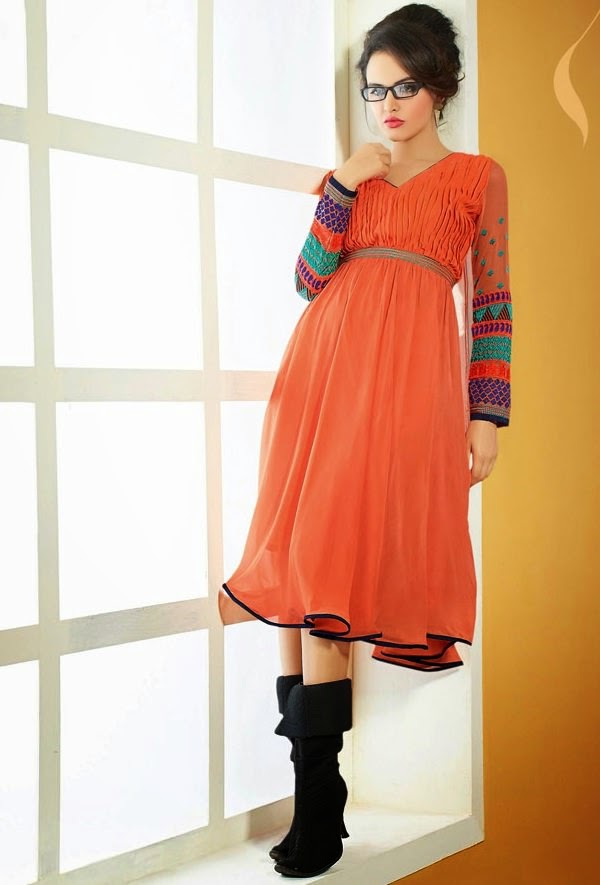  Stylish Orange Chiffon Kurti from Ananya Fashion House