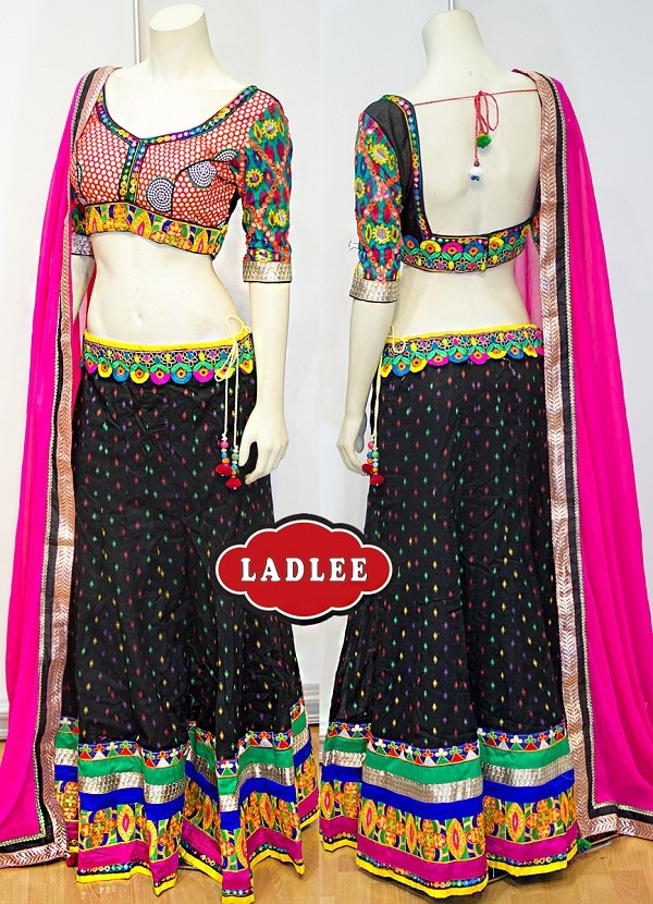 traditional black chaniya choli with embroidery work