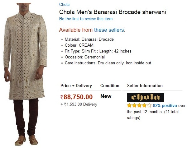 overpriced sherwani, Expensive items On Amazon