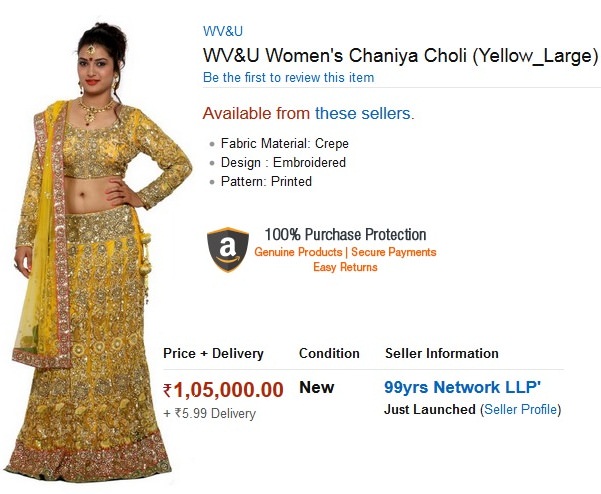 expensive and overpriced Chaniya Choli, most overpriced items on amazon