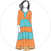 Tiered kurti clipart drawing