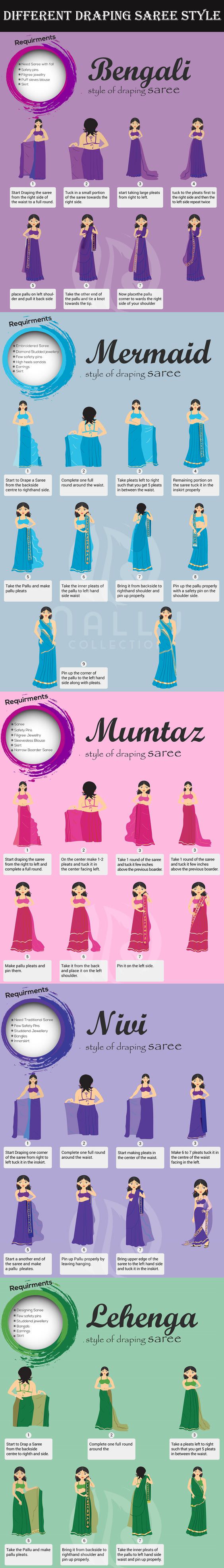 different saree draping styles