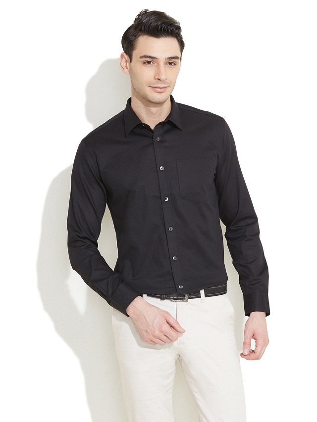 black shirt with white formal trouser, Black shirt goes nicely with white pant,the right color combination