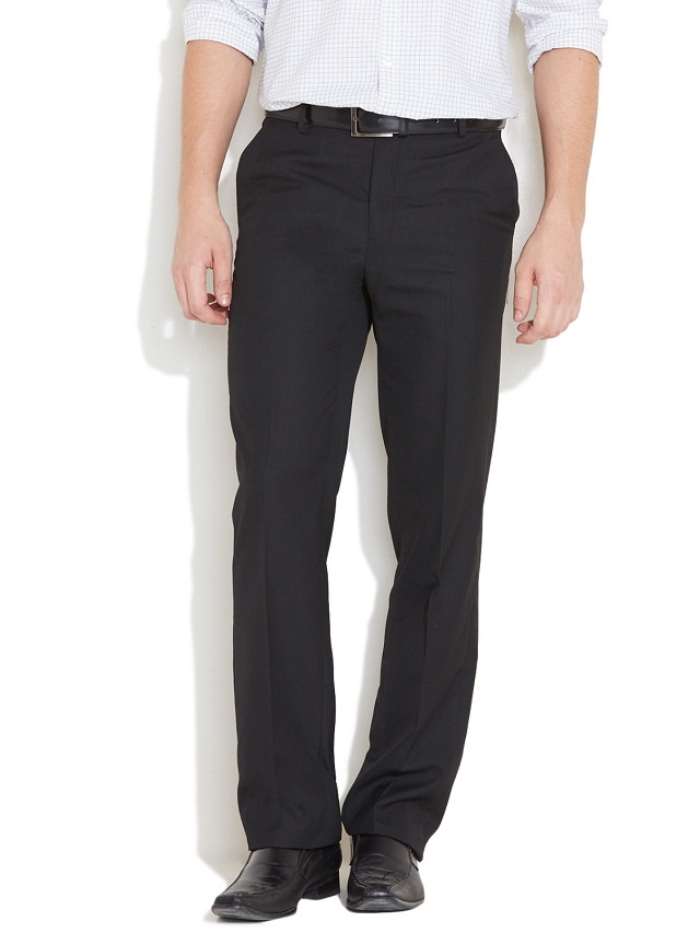 black pant contrast shirt