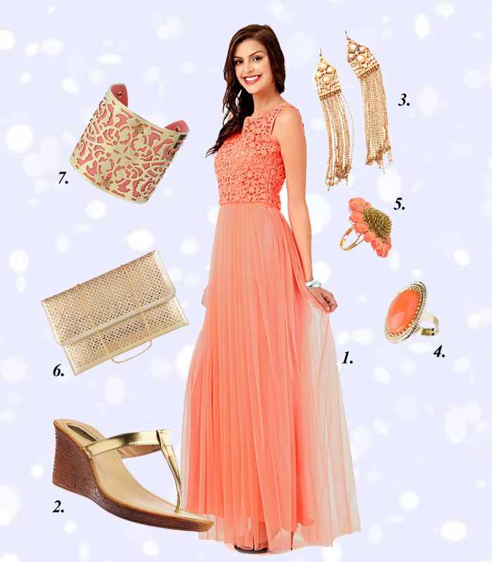 peach ethnic gown