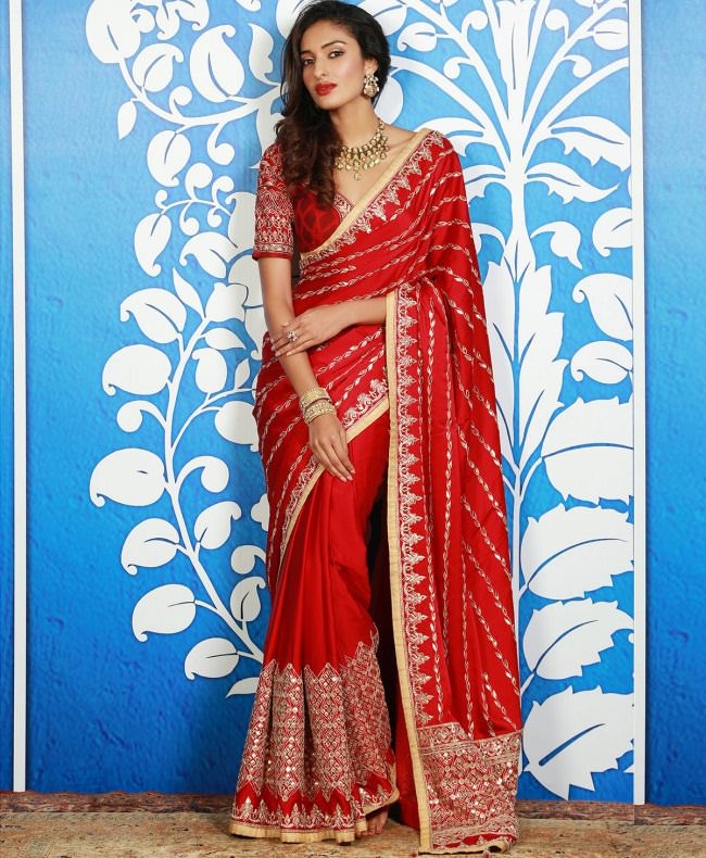 anita dongre red saree