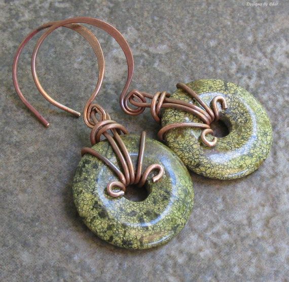 antiqued copper serpentine earrings