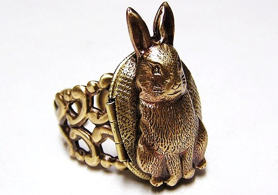 cute locket rabit ring