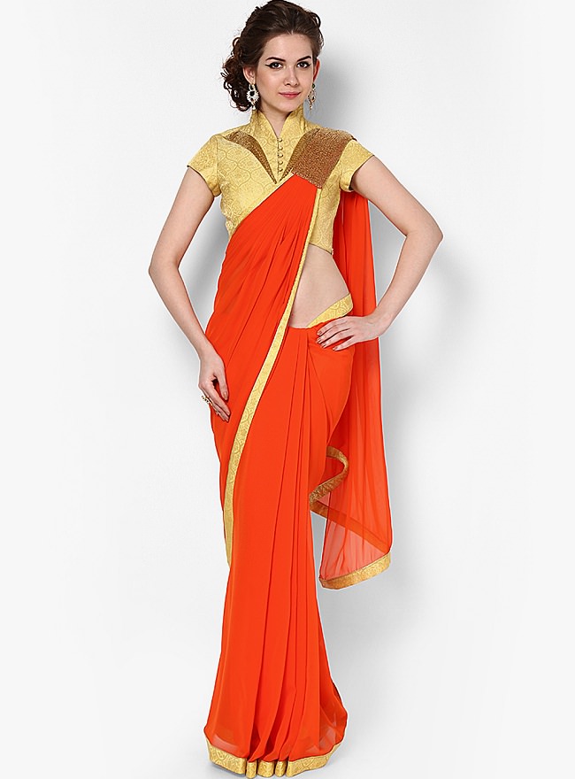 gaurav gupta orange saree