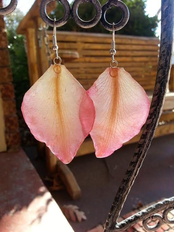 pink leaf earrings