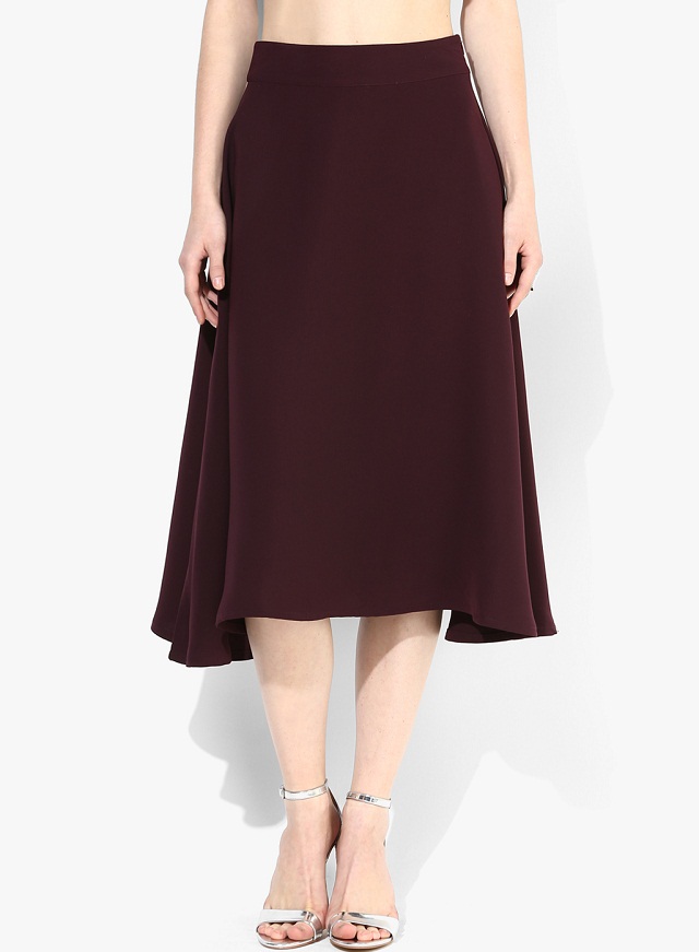 wine knee length skirt for Pear Shaped Body