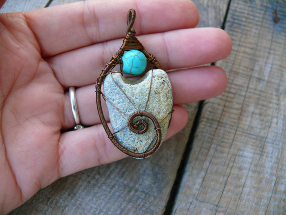 wire wrap stone pendant