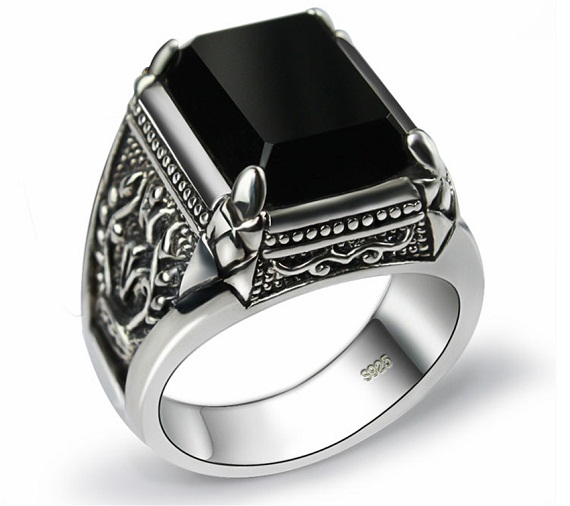 black stone vintage ring