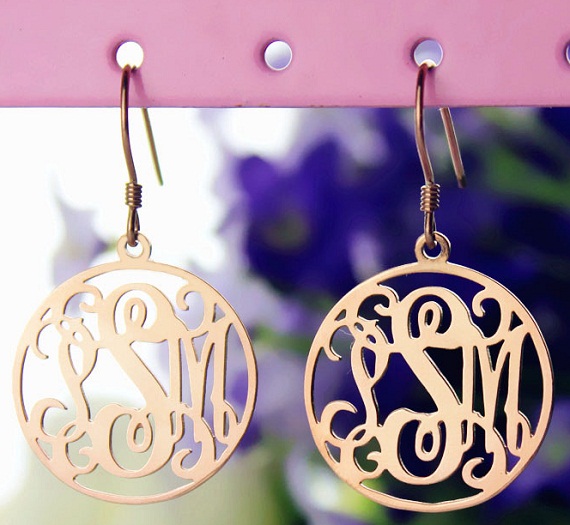 circle monogram earrings