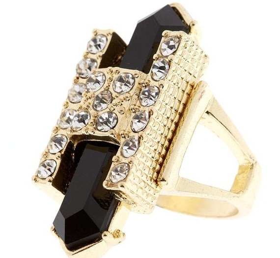 golden black egyptian diamante shard ring