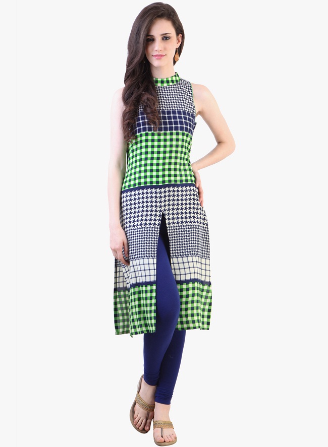 libas multicolor printed kurti, latest kurti collection, latest kurti neck designs, libas green printed kurta