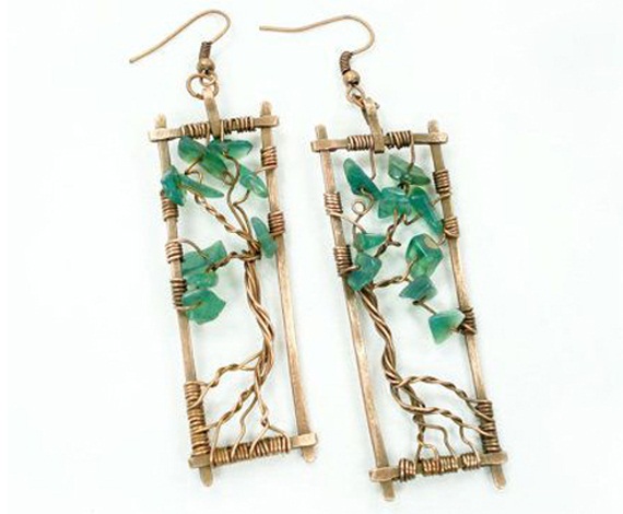 tree of life green earrings