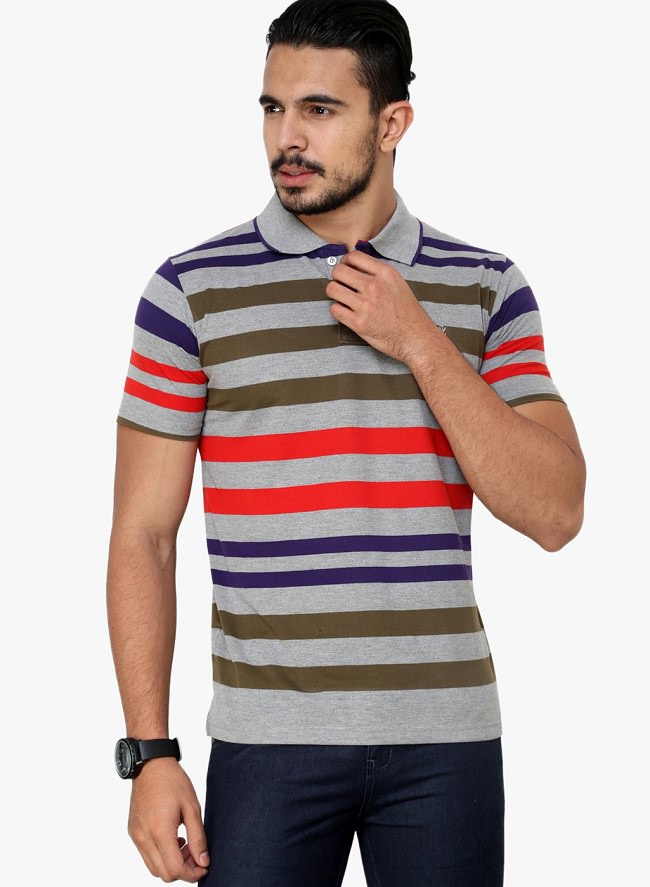 cotton county premium multicolor striped polo t-shirt