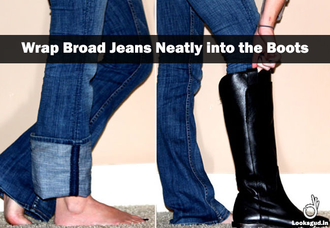 jeans hacks, how to tuck jeans into boots