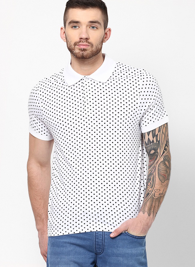 incult white printed polo t-shirt