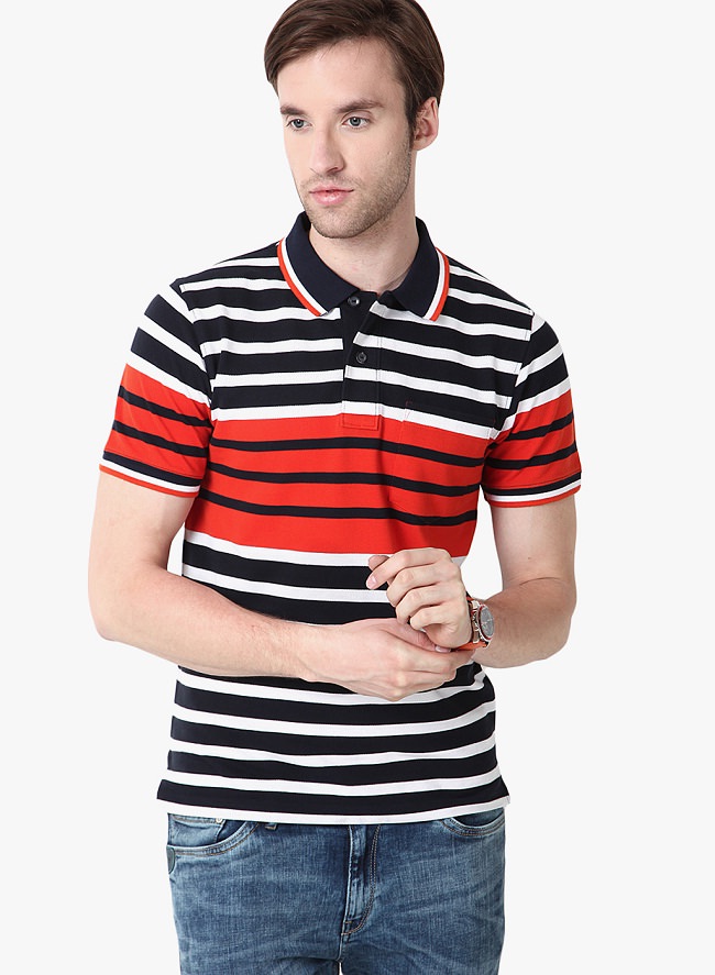 mudo black striped polo t-shirt