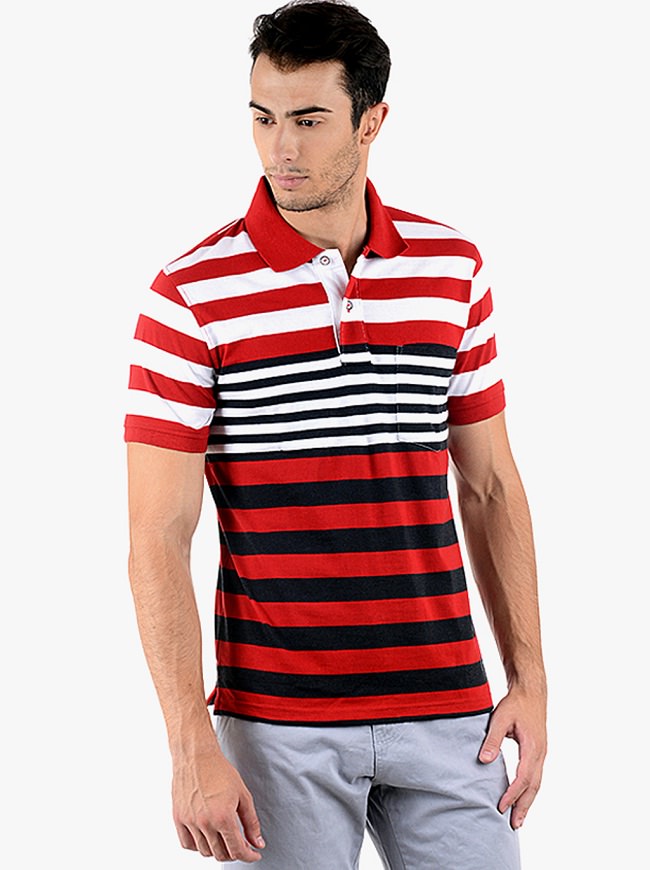 mudo red striped polo t-shirt