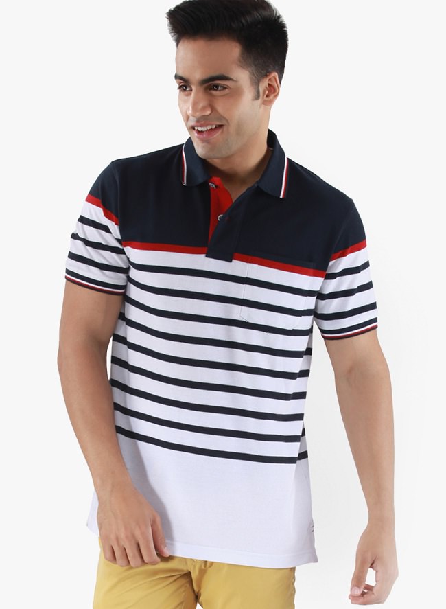 mudo white striped polo t-shirt