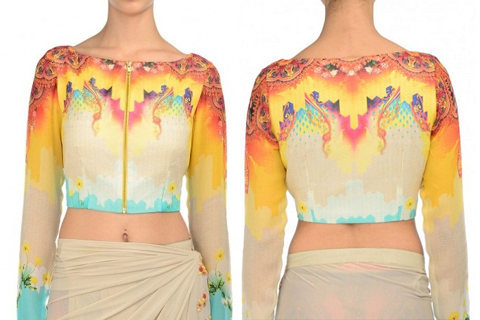 multicolor graphic print blouse work