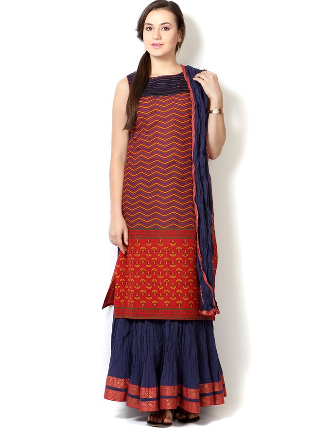 multicolor kurti with skirt