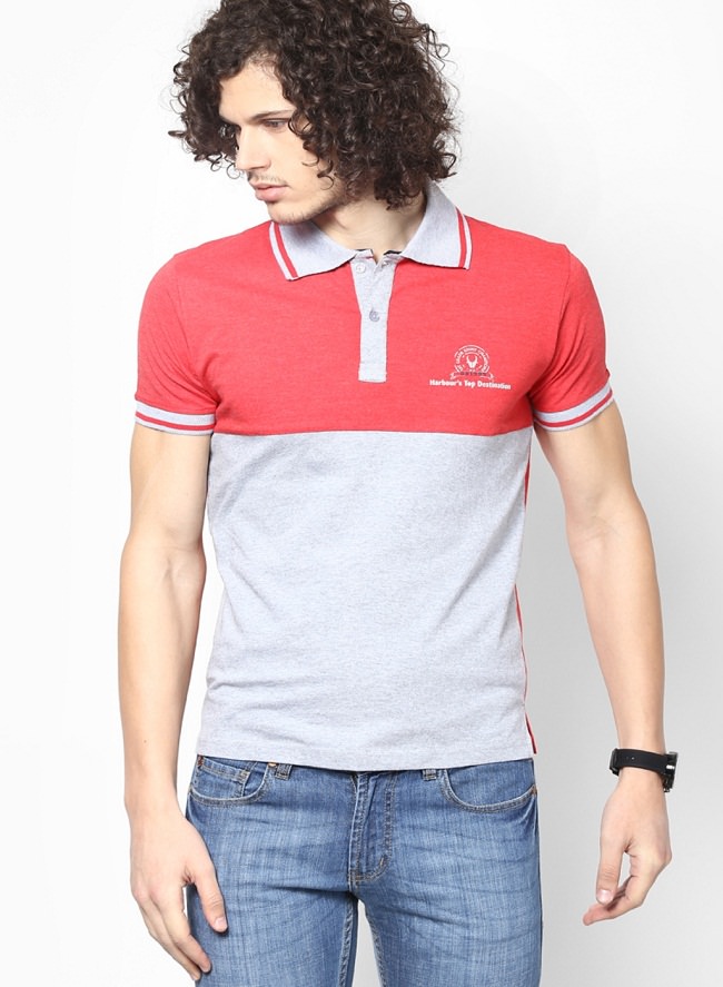 obidos gray red color block polo t-shirt