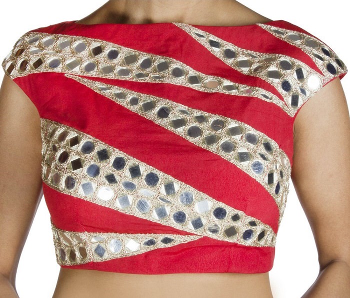 panelled sleeveless blouse neck designs
