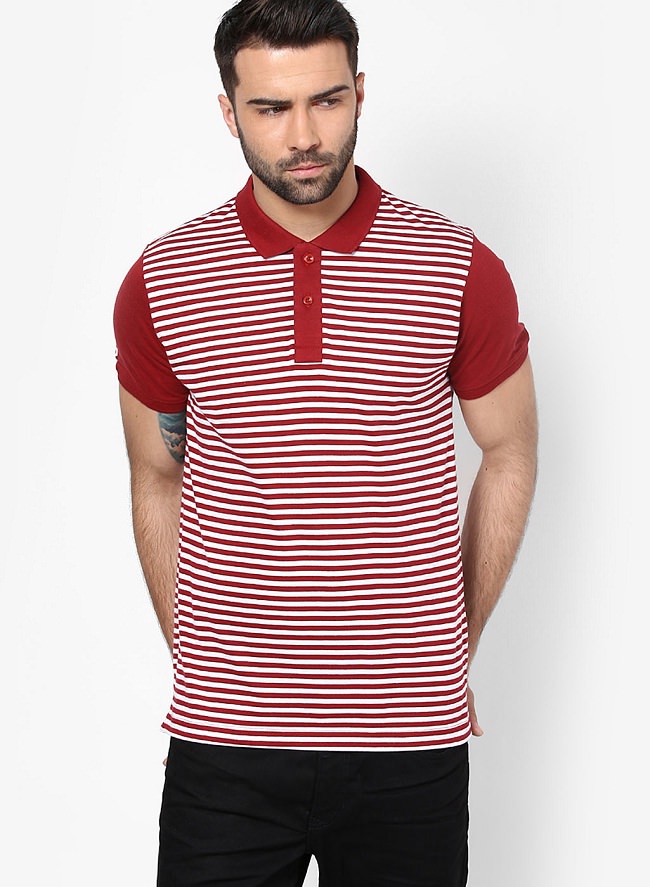 phosphorus red striped polo t-shirt