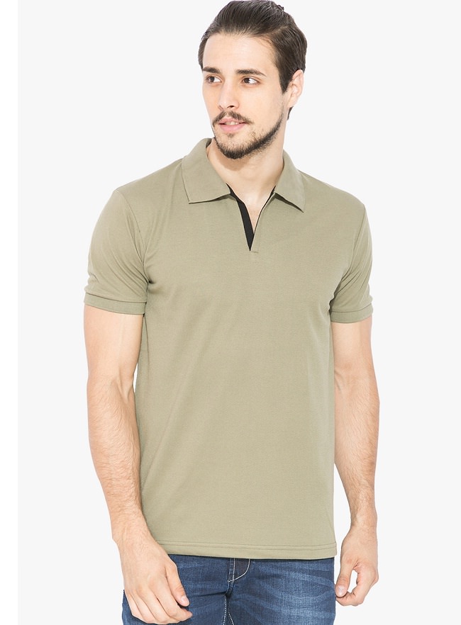 status quo olive solid polo t-shirt