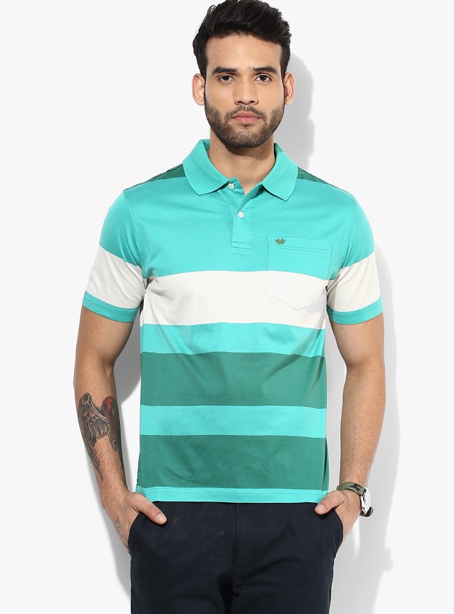 uvw green striped polo t-shirt