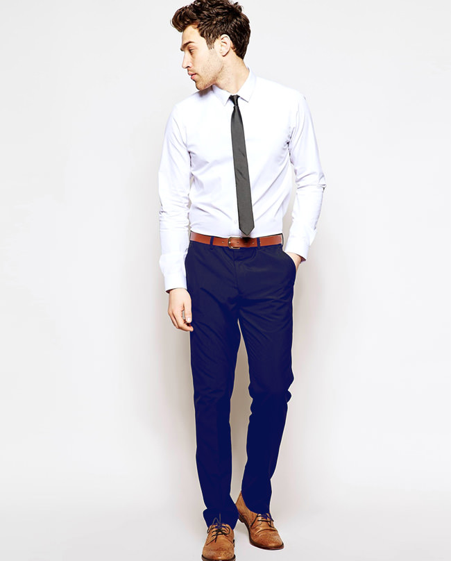 white shirt with tie- fresher’s party outfit ideas for boys