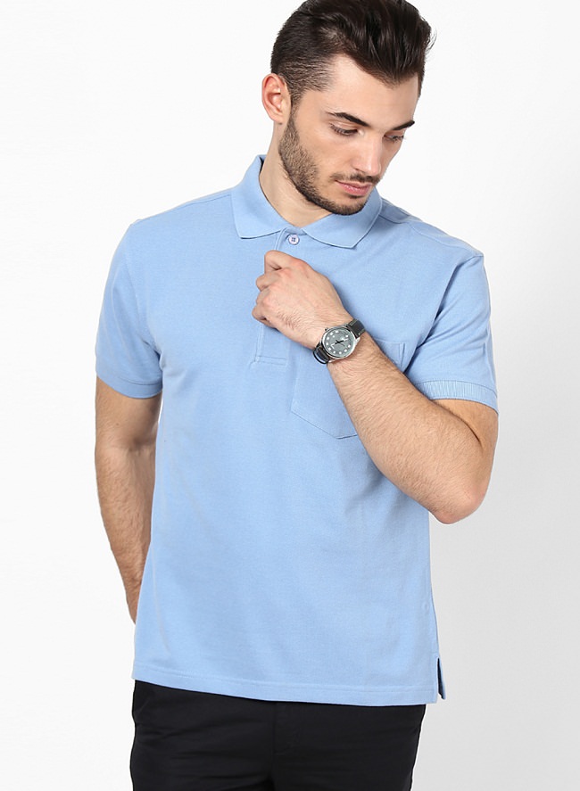 wilkins tuscany blue solid polo t-shirt