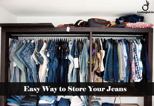 easy way to store jeans