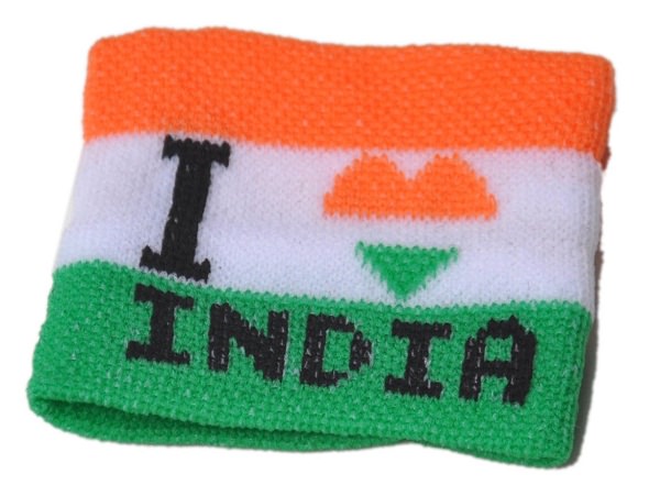 I Love India cricket Wristband In National Colors