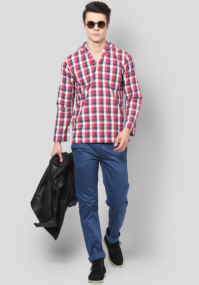 multicolor checked short kurta