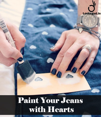 paint your jeans with hearts