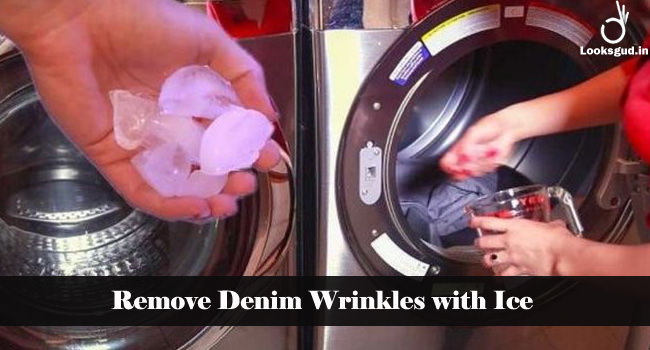 remove denim wrinkles with ice